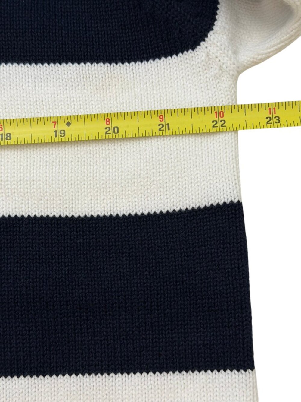 VTG Lauren Ralph Lauren 100% Cotton Striped 1/4 Zip Sweater Crest Logo Preppy L - Picture 10 of 12